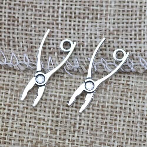40 Pieces 24x10mm Antique Silver Color Pincer Pliers Charms Keychain DIY for Jewelry Making