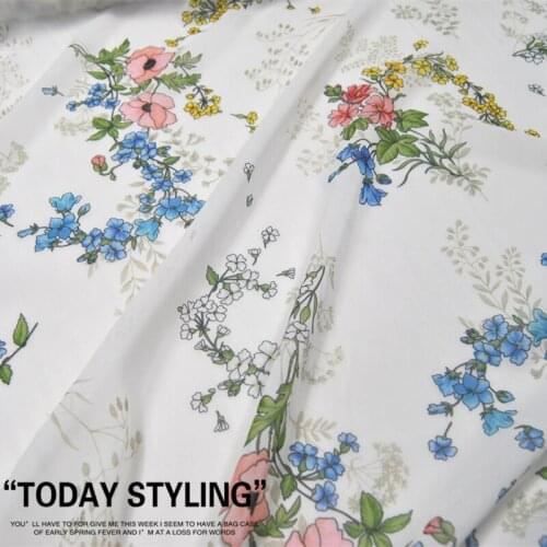 LEO&LIN Large Wide White Refreshing Flower Silk Georgette Chiffon Clothing Fabric DIY Patchwork Tissue