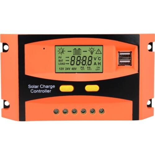 20A PWM Solar Controller Automatic Identification Solar Panel Battery Light Regulator Dual USB Charge Humiture Sense