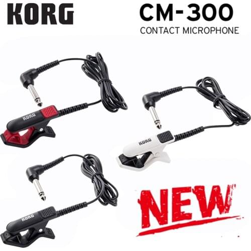 Korg CM300 Clip-On Contact Microphone 1/4''(Dia6.3mm) male phone connector and 5ft (1.5m) shield cable - White/Black/Red