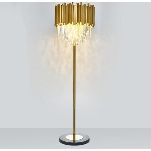 Modern minimalist floor lamp living room bedroom villa personality creative hotel Hong Kong style luxury crystal vertical floor