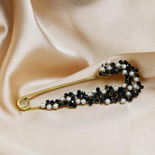 Alloy Rhinestone Brooches For Women Big Lapel Pin Simple Sweater Cardigan Scarf Buckle Clothing Accessories