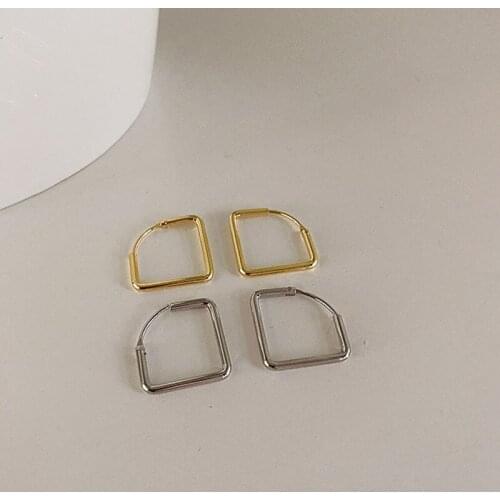 SRCOI Minimalist Geometric Irregular Square Metal Small Ear Buckles Fashion Punk Temperament Women Stud Earring Jewelry 202105