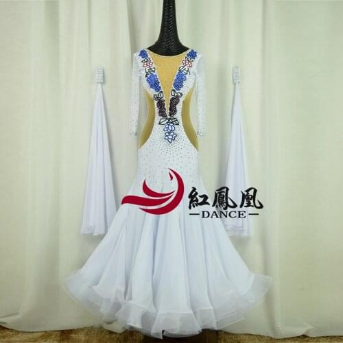 Standard Ballroom Dress Women New Of 2018 Custom Made High-necked Long Sleeved Waltz Ballroom Dance Competition Dresses