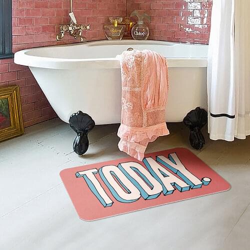 Ultra-thin Letters Rug Nordic Cuttable Felt Bathroom Carpet Today Print Bath Room Rug Kitchen Floor Welcome Doormat Home Decor