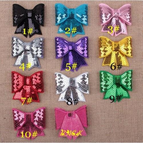 Yundfly 30pcs Big Embroideried Sequin Bows For Kids Headband Hair Clip DIY Hair Bow Hair Accessories