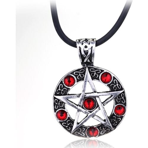 MQCHUN Jewelry Supernatural Necklace Jewelry Dean Winchester Star Necklace&pendants Silver Rhinestone Charm Choker Necklace-30