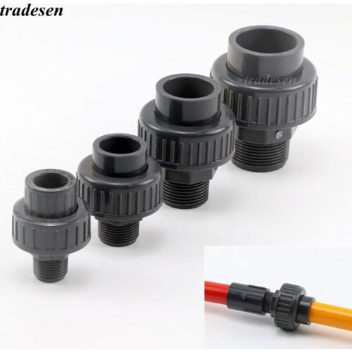 1Pcs Dark Gray PVC Male Thread Union Joint Aquarium Fish Tank Pipe Fitting Coupling Garden Irrigation Water Tube Adapter 1/2"-2"