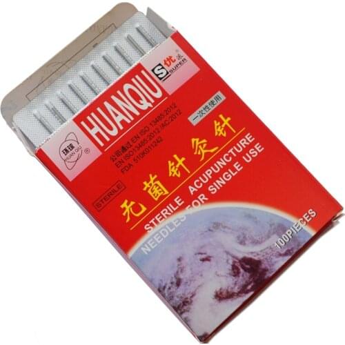 10 BOXES HUANQIU DISPOSABLE TCM ACUPUNCTURE NEEDLES,FILIFORM NEEDLE SURGERY STEEL FLAT END SPRING HANDLE TOTAL 1,000PCS