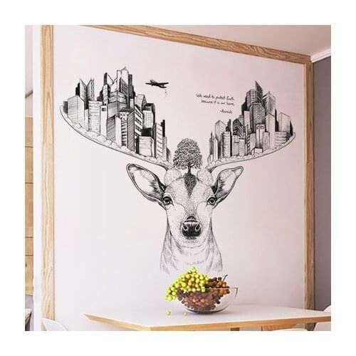 102*136CM Creative Modern City PVC Wall Sticker Living Room Bedroom Wall Decals Adhesive Poster Animal Wallpaper
