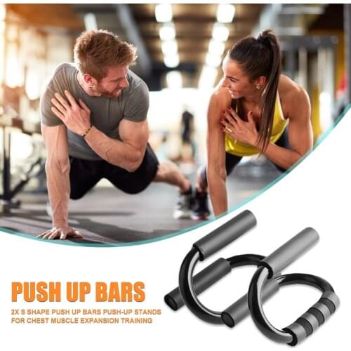 2pcs S Shape Push Up Stand Aluminium Push-Ups Stands Bars Tool Gym Exercise Training Chest Bar Sponge Hand Grip Trainer