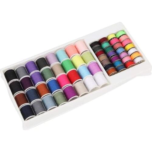 60pcs Sewing Threads Set 100% Polyester Yarn Metal Spool for Home Sewing Machine and Hand Stitching Needlework Tool