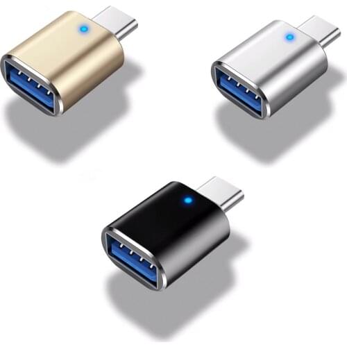 Aluminum USB-C USB 3.1 Type C Male to USB 3.0 Female Data OTG Converter Adapter Light