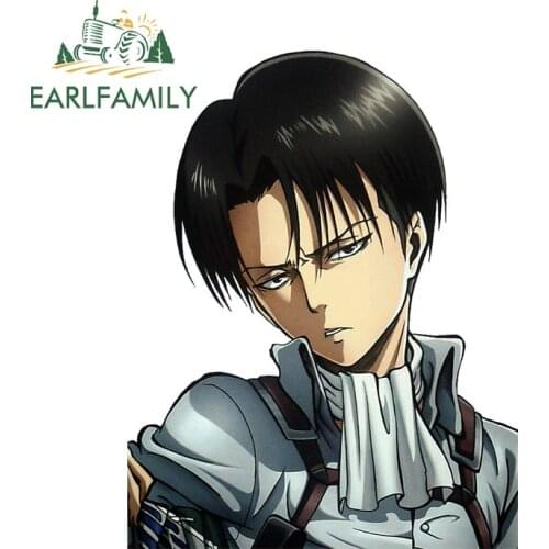 EARLFAMILY 13cm x 10cm Auto Anime Car Sticker for Attack on Titan Levi Peek Personality Decal Windows Laptop Bumper Car Wrap