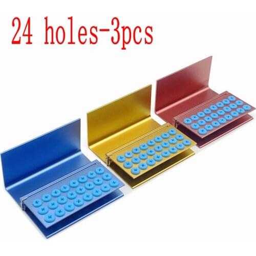 3pcs 24holes Dental Burs Disinfection Autoclave Holder Block for High Speed 1.6mm Burs and Low Speed 2.35mm Contra Angle Burs