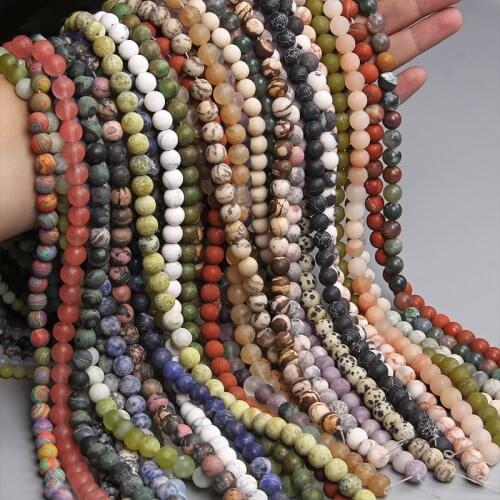 45 Style Natural Matte Frosted Minerals stone Beads Bulk Loose Stone spacer round Bead for Jewelry Making DIY Bracelet wholesale