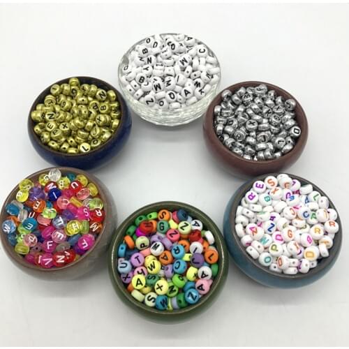 100pcs 4x7mm Mixed Oval Shape Alphabet Letter Beads Charms Bracelet Necklace For Jewelry Making