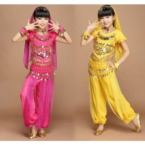Childrens India Dance Costume Girl Belly Dance Costume Suit 6 Pcs Kids Bollywood Dance Costumes Charm BellyDance Costume Suit 8