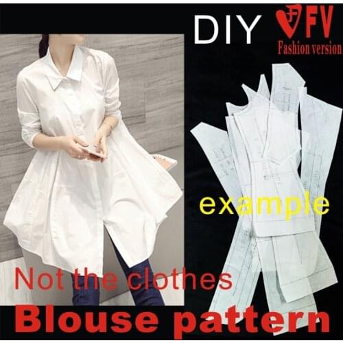Spring/Summer Long Style Shirt Pattern Garment Cutting Design Drawing Ladies Casual Top Drawing BCY-122
