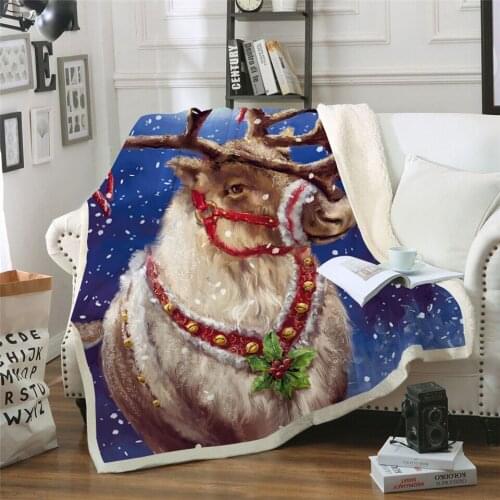 Animal Fleece Blanket Fashion Christmas Sherpa Adult Sofa Home Throw Blanket