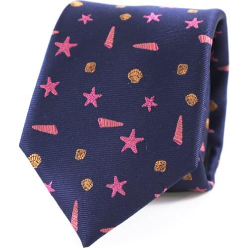 Microfiber Jacquard Beach Theme Starfish And Seashells Pattern Necktie Marine Life Tie Fathers Day Birthday Gift Tie