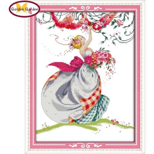 GG Harvest Roses Patterns Religions Cross Stitch Counted Cross Stitch Kits for Embroidery Cross Crafts Hobby Cross Stitch Sets