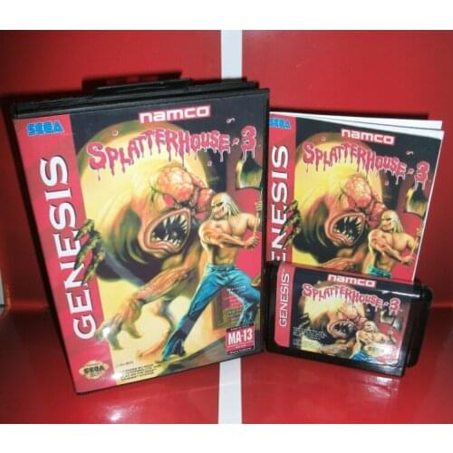 Splatter House Part 3 US Cover with box and manual For Sega Megadrive Genesis Video Game Console 16 bit MD card