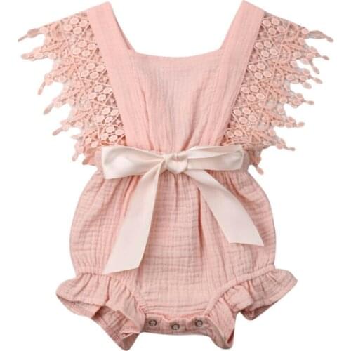 0-24M Summer Clothes Set Girl Lace Rompers Girls Bow One Piece Romper Newborn Lace Sunsuit Toddler Outfits