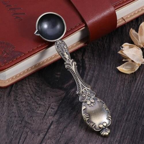 High-grade Antique Copper Spoon Paint Spoon Sealing Wax Spoon Special for Seal (11x2.7cm)