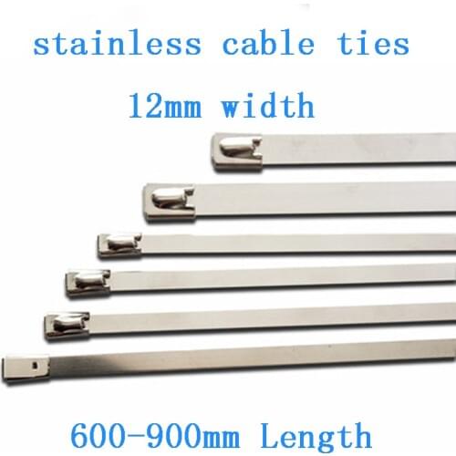 5pcs 12.0mm stainless steel metal cable ties ball lock self-lock tie zip wrap exhaust heat straps induction pipe