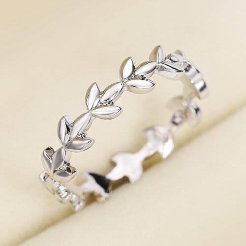 Fashion Simple Silver Color Rattan Leaf Rings for Cocktail Party Rose Gold Plated Womens Rings Anniversary Jewelry Gifts