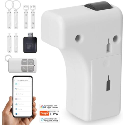 M026 Tuya WiFi Smart Curtain Motor Remote Controller Smart Home Electric Curtain Motors APP/Voice Control for U/ I-Track Alexa