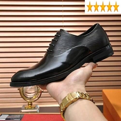 Genuine Cowhide Brand Leather Men Formal England Style Pointed Toe Business Dress Handmade Retro Brown Wedding Shoes