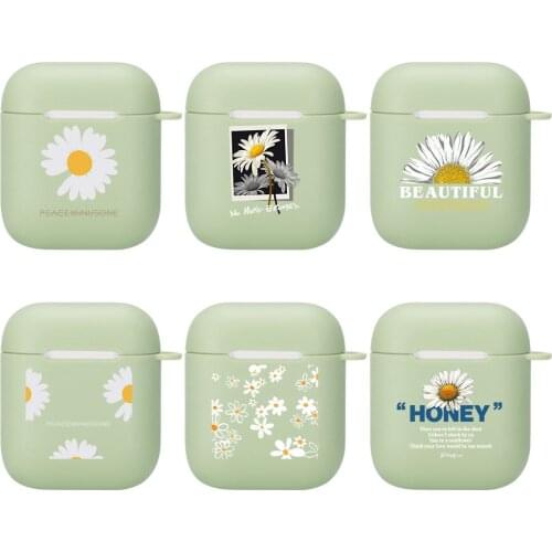 Simple Daisy Flower Cover For Apple Airpods 1 2 Case Wireless Bluetooth Green Earphone Case For air pods pro Soft Silicone Cases