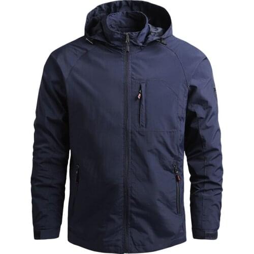 2021 Autumn New Men Waterproof Hooded Custom Your Logo Windbreaker Jacket Coat Men Casual Outdoor Hiking Jacket Tactics Military