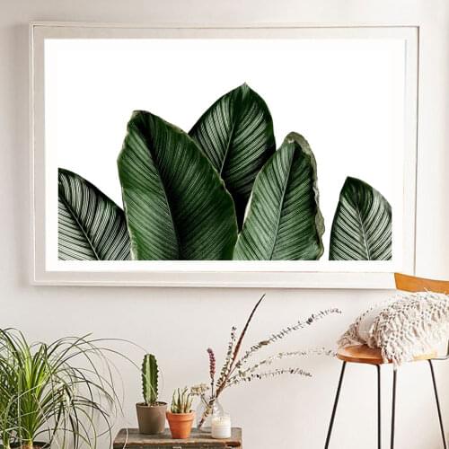 Green Leaves Poster Nordic Canvas Painting Palm leaf Wall Art Pictures For Living Room Modern Home Decorative Prins On The Wall