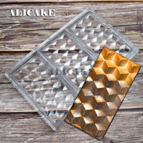 Polycarbonate Chocolate Molds Diamond Bar Hard Cake Moulds Chocolate Tray Plastic Forms Bakery Baking Mold Pastry Tools