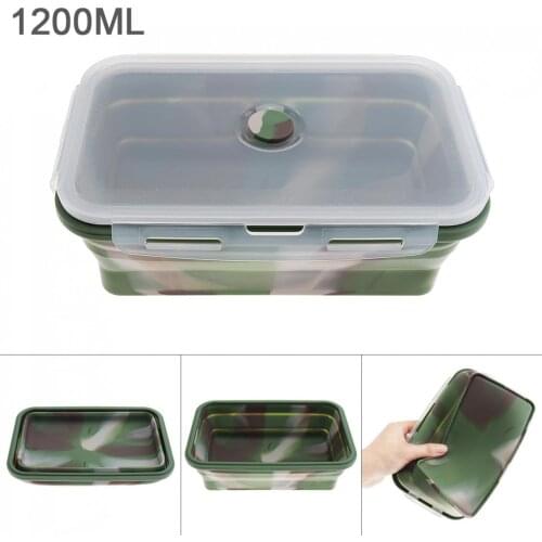 Portable Rectangle Silicone Scalable Folding Lunchbox Bento Box with Silicone Sealing Plug for - 40 Centigrade ~ 230 Centigrade