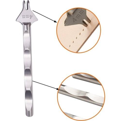 Leather Prong Punch, High Carbon Steel Prong Row Hole Puncher Leather Stitching Tool 4mm 2/4/10 Holes for Leather ( Silver 4mm )