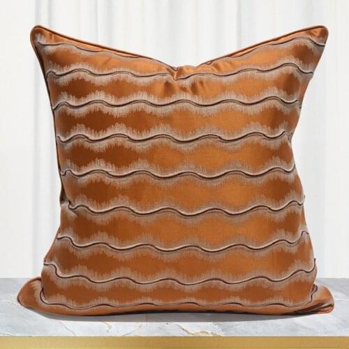 Cushion Cover Luxury Orange Sofa Pillow Cover Wave Striped Cushion Cover Decorative Throw Pillow Cover For Livingroom Sofa Couch