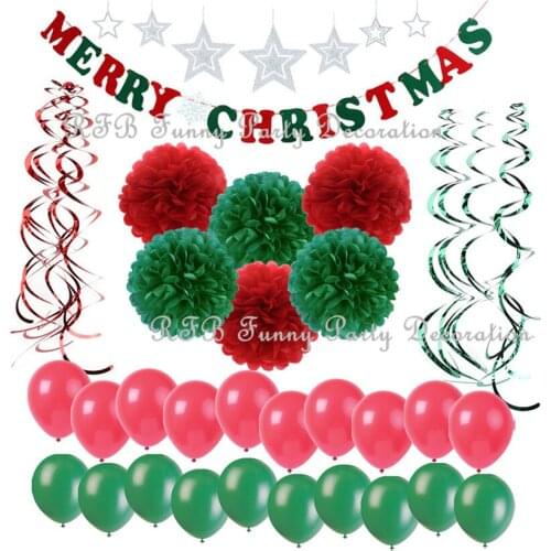 Christmas Decorations Banner Hanging Swirl Decor Paper Tassel Garland Latex Balloons for Home Outdoor Indoor Party Favor Supply