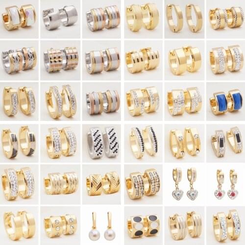 Different Style 36 Pairs/lot Punk Hiphop Stainless Steel Circle Small Hoop Earrings for Women Men Wholesale Jewelry Earings 2021
