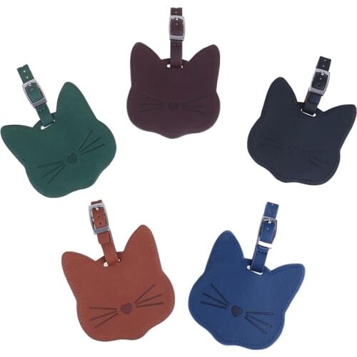 1PCS Cute Lovely Cat Pendant Leather Suitcase Luggage Tag Label Bag Handbag Travel Accessories hot sale