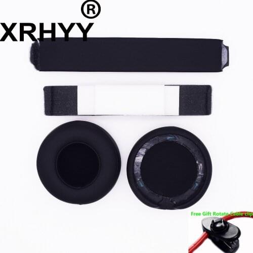 XRHYY Replacement Ear Top Headband Cushion Earpad Set For Monster Beats By Dr.Dre PRO DETOX Headphones +Free Rotate Cable Cable