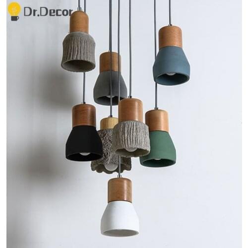 Modern Cement LED Pendant Lights Lighting Industrial Pendent Lamp Clay Lampshade Retro Dining Room Decor Kitchen Hanging Lamps