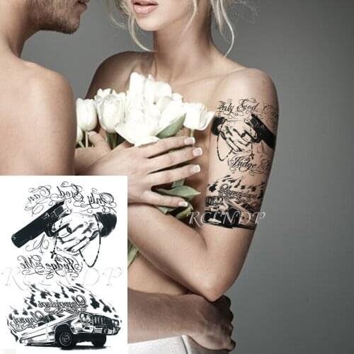 Waterproof Temporary Tattoo Sticker Gun Car "only God Can Judge Me" Fake Tatto Flash Tatoo Hand Arm Foot Art for Men Women girl