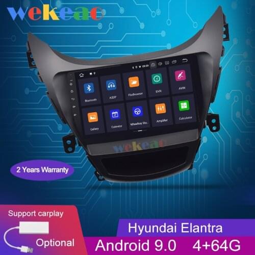 Wekeao Touch Screen 9'' 1 Din Android 9.0 Car Radio Automotivo For Hyundai Elantra Carplay Auto GPS Navigation Car Dvd Player 4G