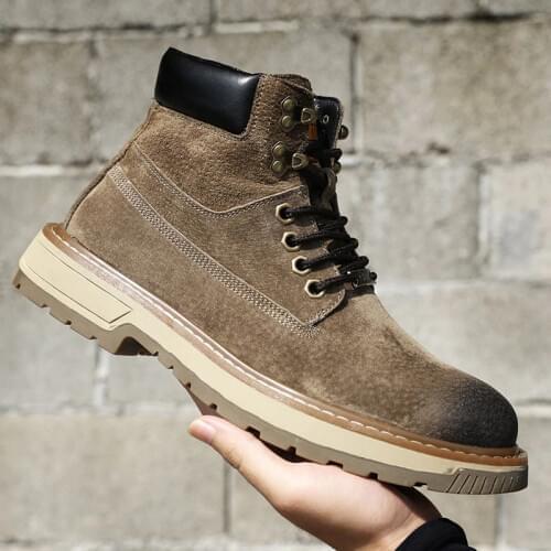 Yomior Autumn Winter Outdoor Tooling Men Shoes Vintage Handmade Real Leather Ankle Boots Military Desert Boots Platform Boots