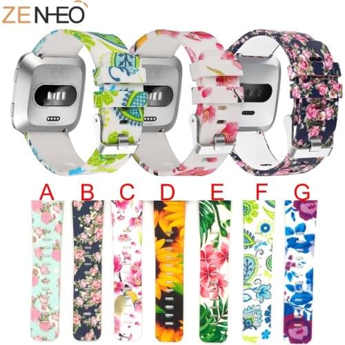 Women Colorful printing Sport soft Silicone Watch strap for Fitbit Versa Smart strap replacement Smart watch strap