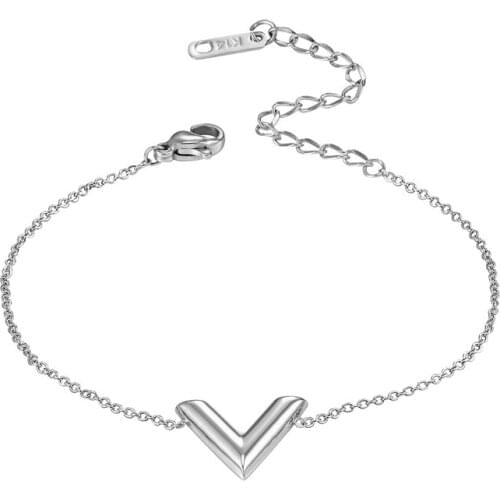 New Arrival Fashion 3 Colors Stereoscopic V Charm Bracelet For Woman Titanium steel Luxury Brands Jewelry Gift Pulseira Feminina